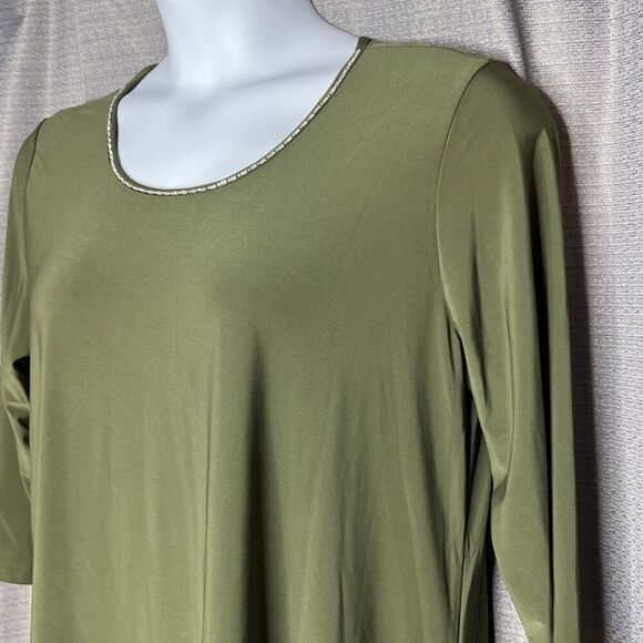 Blossom By P Handkerchief Blouse Army Green 3/4 Sleeves 1X New - Picture 4 of 7